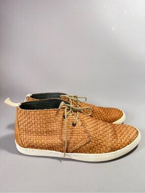 Pratesi Tan Italian Woven Leather Chukka Lace-Up Sneakers